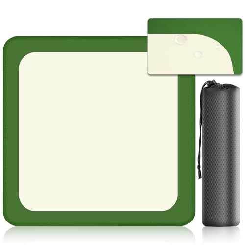 32.5 Inch Mahjong Mat for Table, 3MM Non-Slip & Noise Reduction Gaming Mat with Drawstring Bag, Perfect for Poker, Board Games, Card Games, Tile Games, and Dominoes (Forest Green-Light Yellow) - color: Forest Green-light Yellow