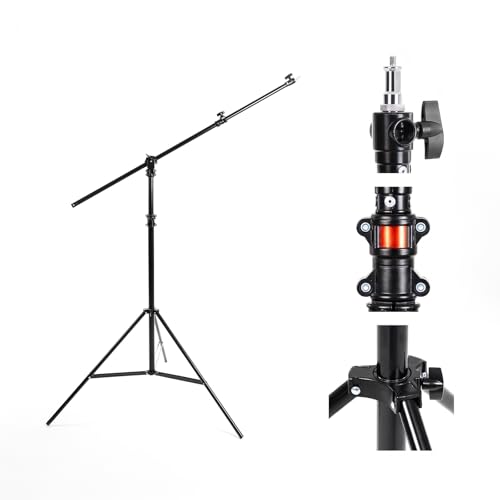 KATE Photography Light Stand with Boom Arm, 3-in-1 Heavy Duty Aluminum Alloy 12.5ft Tripod Stand with 2 Empty Sandbag, 11lbs Max Load for Video Light, Softbox, Strobe, Reflector, Camera