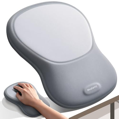 Meatanty Mouse Pad with Wrist Rest, Ergonomic Mouse Wrist Support, Desk Mouse Mat Computer Accessories, Soft Memory Foam Palm Hand Pain Relief, Non-Slip Laptop Cushion, Office Home Gaming School-Gray - color: Gray