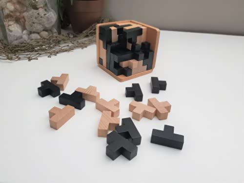 Brain Teaser Puzzles for Adults - Mind Brain Puzzles - Cube Wood Puzzle