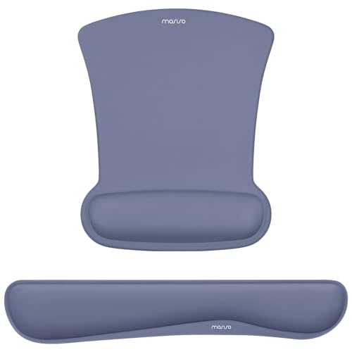 MOSISO Wrist Rest Support for Mouse Pad & Keyboard Set, Ergonomic Mousepad Non-Slip Base Home/Office Pain Relief & Easy Typing Cushion with Neoprene Cloth & Raised Memory Foam, Navy Lime - color: Navy Lime