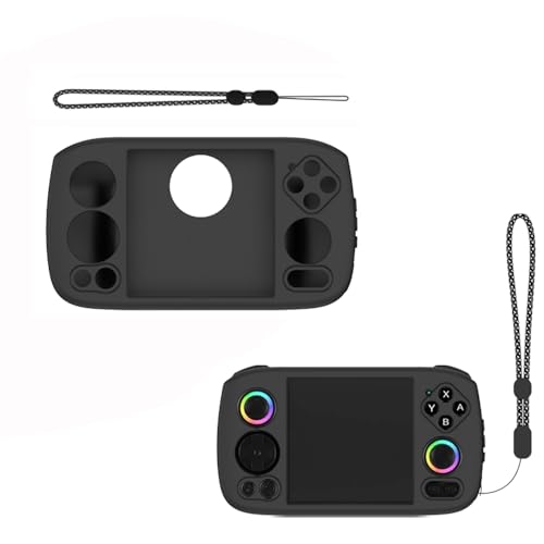 Protective Case for RG Cube Silicone Soft Skin Cover Sleeve with Lanyard for RG Cube Retro Handheld Game Console Anti-Drop Shockproof Shell Case Accessories (Black) - color: Black