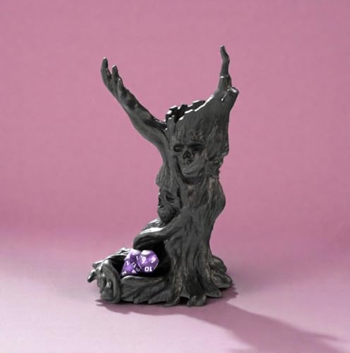 Darkwood Dice Tower for DND, Haunted Tree Skull Dice Tower with Tray, Dark Fantasy Dice Tower for Tabletop RPG Games, Dungeon Master Gift, Dungeons & Dragons Accessories (Obsidian Black)