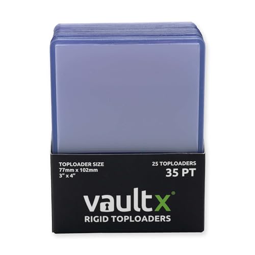 Vault X 35pt Toploaders (25 Pack) 3" x 4" Rigid Card Holders for TCG | Protects & displays cards, 35pt rigid. Seamless, crystal-clear 3" x 4" toploaders. 25-pack for sports cards & collectors. - size: 25 Pack, style: 35pt