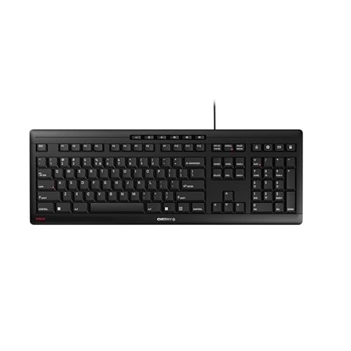 Cherry Stream Keyboard | Wired Slim Whisper Quiet | Silent Keys | Black | For PC/Laptop, Unique Typing Feel, Slim Design, CHERRY SX Scissor Switches, USB-A, QWERTY, Home or Office - color: Black, size: Regular