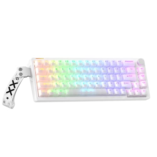 x FURYCUBE 68% Mechanical Gaming Keyboard with RGB Backlit, Wired Keyboard Volume Knob Gasket Mount with PBT Keycaps,Pre-lubed Linear Switches, Hot-Swap Creamy Keyboard, for FPS Games - color: Cream White
