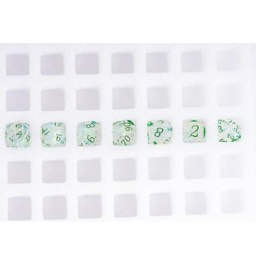 7PCS DND Dice Set,Transparent Sharp Edge Dice Set D&D RPG Polyhedral Die,for Dungeons and Dragons TTRPG Games Roleplaying Games,with Gift Box(Green) - color: Galaxy Green