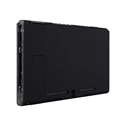 eXtremeRate Soft Touch Grip Black Console Back Plate DIY Replacement Housing Shell Case for Nintendo Switch Console with Kickstand – JoyCon Shell NOT Included - color: Black