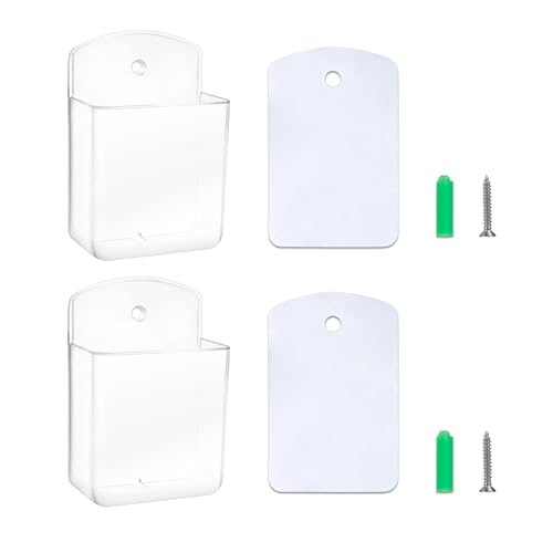 2 PCS Remote Control Holders Wall Mount, Self Adhesive TV Air Conditioner Remote Control Holder, Wall Mount Storage Box Organizer Wall Pen Holder Storage for Home Office School (Clear) - color: Clear, size: 2