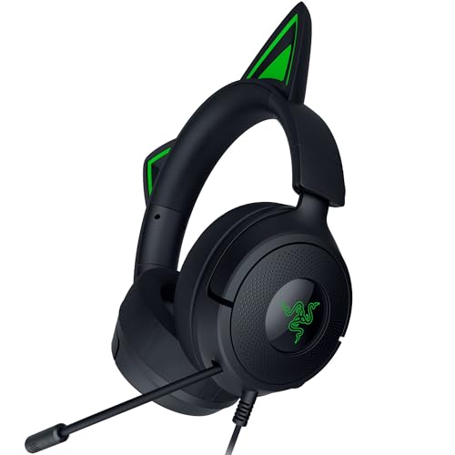 Razer Kraken Kitty V3 X Wired Gaming Headset, Kitty Ears, Black | HyperClear Cardioid Mic, 40 mm Drivers, 7.1 Surround Sound, Comfy Ear Cushions, Cross-Platform via 3.5mm PC, PS5, Xbox - color: Black