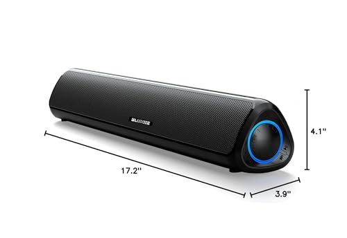 Bluedee Computer Speakers for Desktop PC, Rechargeable Computer Sound Bar with Hi-Fi Stereo Sound, Bluetooth 5.3 & 3.5mm AUX, Slim PC Soundbar for Desktop, Laptop, Monitor & Gaming Setup