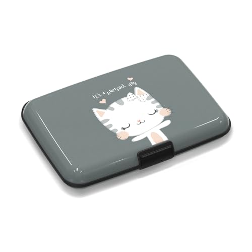 Mini RFID Blocking Credit Card, Cute Cat Wallet Credit Cards Holder Business Card Case Aluminum Metal Travel ID Case for Men Women - color: Cute Cat