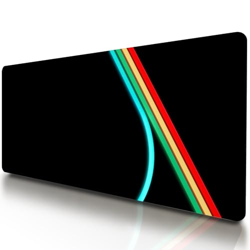 VNDL ARC Neon Gaming Mouse Pad XXL Extra Large Extended Non Slip - XL Mouse Mat, Black, Red, Green, Blue Microfiber Cloth, Rubber, 31.5 x 15.7 in - color: ar1