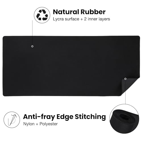 ALOANES Non-Slip Extended Mouse Pad Office&Home Desk Mat Stitched Edge | Black 2PC Large Cloth Fabric Mousepad for Keyboard, Computer Gaming XL 31.4"x11.81"x0.12" - color: Classic Black, size: 31.5" x 11.9"