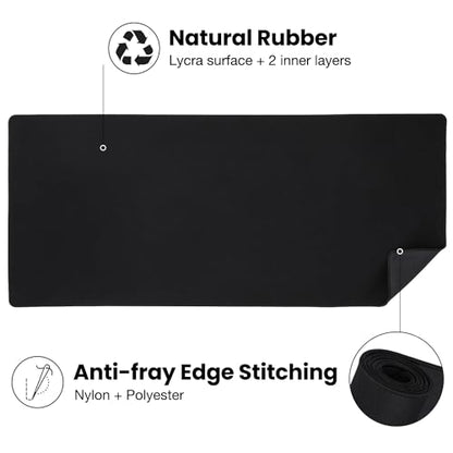 ALOANES Non-Slip Extended Mouse Pad Office&Home Desk Mat Stitched Edge | Black 2PC Large Cloth Fabric Mousepad for Keyboard, Computer Gaming XL 31.4"x11.81"x0.12" - color: Classic Black, size: 31.5" x 11.9"