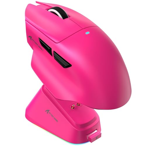 ATTACK SHARK V6 Wireless Gaming Mouse with RGB Charging Dock, 25K DPI PAW3311 Sensor, 1K Polling Tri-Mode PC Mice, 500mAh Battery, Cloud-Based AI Driver for Win/Mac, Red - color: Berry Red