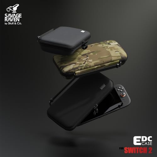 SAVAGE RAVEN by Skull & Co. Every Day Slim Carrying Case for Nintendo Switch 2: Portable Hard Shell Protective Travel Case,Console Protection- Multi-Camo - color: EDC-Multi-Camo