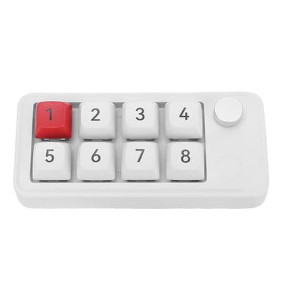 Wired USB C Numeric Keypad, 8 Keys Programmable One Handed Macro Mechanical Keyboard with Knob, for Tablet Laptop Desktop (White) - color: White
