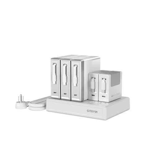 Gitryin Modular Laptop Charging Station, 3 * 140W, 2 * 40W Retractable USB C Chargers, 10 Type C Ports with Cooling Power Strip, 500W Charging Hub