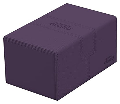 Ultimate Guard Twin Flip'n'Tray 160+, Deck Case for 160 Double-Sleeved TCG Cards + Dice Tray, Purple, Independent Magnetic Closure & Microfiber Inner Lining - color: Purple, size: 160+