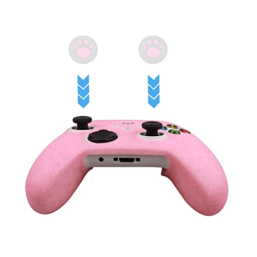 RALAN Glitter Controller Skin for Xbox Series, Anti-Slip Silicone Controller Cover Protector Case Compatible for Xbox Series Gamepad Joystick with 4 Cat Caps and Black Pro Thumb Grip x 8. - color: Pink