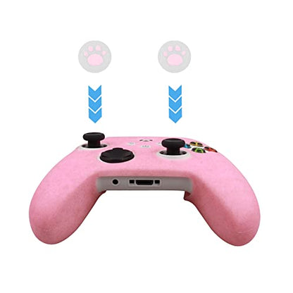 RALAN Glitter Controller Skin for Xbox Series, Anti-Slip Silicone Controller Cover Protector Case Compatible for Xbox Series Gamepad Joystick with 4 Cat Caps and Black Pro Thumb Grip x 8. - color: Pink