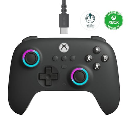 8BitDo Ultimate C Wired Controller for Xbox with Hall Effect Joysticks and Triggers, RGB Lighting Fire Ring, Compatible with Xbox Series X|S, Xbox One, Windows 10/11 - Officially Licensed (Dark Gray) - color: Dark Gray