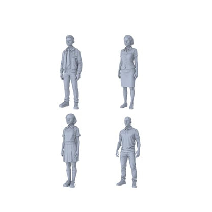 MRY-SFW 1/48 Character Miniature Set of 4 Scene Buildings Figure Collection