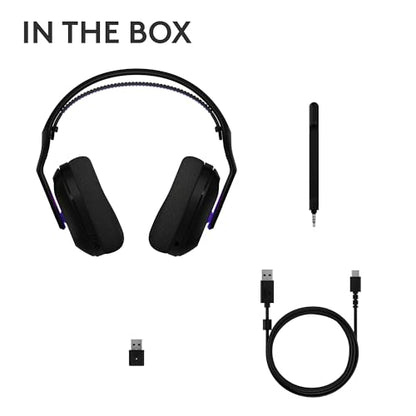 Logitech G522 Lightspeed Wireless Gaming Headset - Black | For PC, 2.4 GHz, Bluetooth & USB-C , <60 Hr Battery, 48 kHz/24 bit Audio, Detachable 48 kHz/16 bit Blue VO!CE Mic, RGB - color: Black