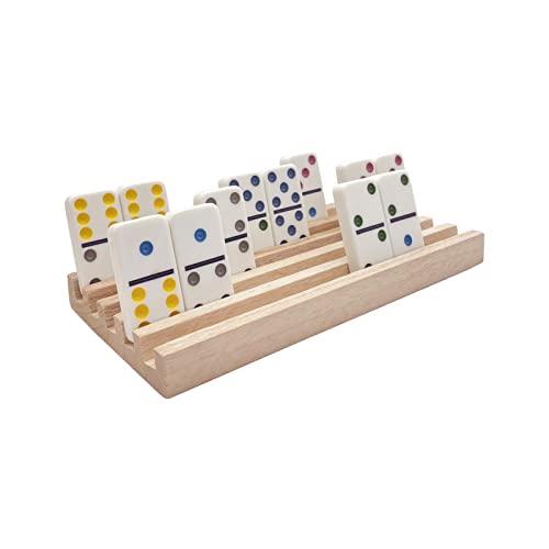 SUTIMSHE Mexican Train Domino Trays Set of 8,Natural Wood Domino Racks, Domino Tiles Holders,Double 12 Tiles Holder,Chickenfoot and Other Dominoes Games,Dominoes NOT Included