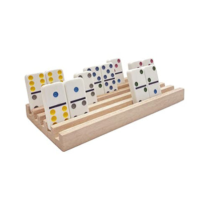 SUTIMSHE Mexican Train Domino Trays Set of 8,Natural Wood Domino Racks, Domino Tiles Holders,Double 12 Tiles Holder,Chickenfoot and Other Dominoes Games,Dominoes NOT Included