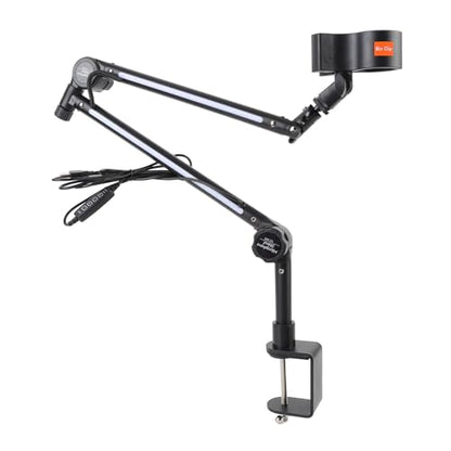 Estink Desk Microphone Stand, Adjustable Metal Boom Arm with RGB Lighting for Streaming and Gaming, Tool Setup with 360 Degree Rotation, Compatible with Most Microphones