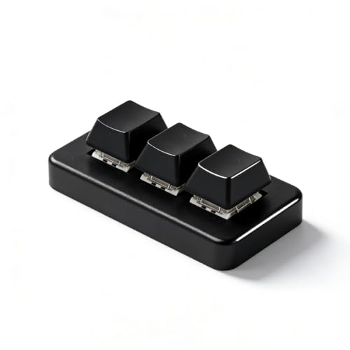 Mini 3 Button Control Keyboard, Programmable Macro Keypad with USB Cable, Custom Knob - Compact Design, Onboard Storage, Easy Setup for Gaming and Office