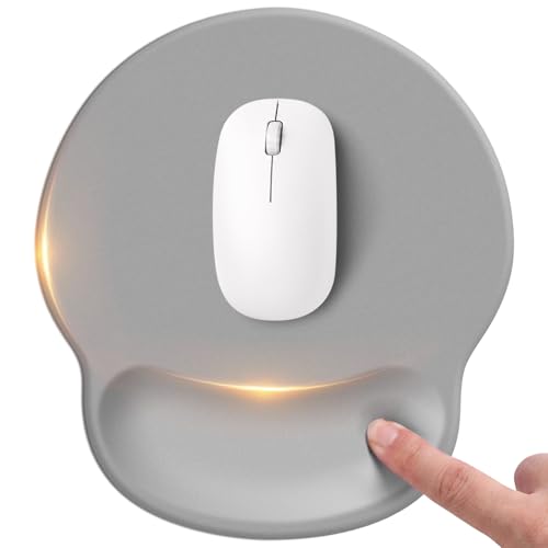 Mouse pad with Wrist Rest,Relieving Pain Memory Foam Computer pad, Ergonomic Desktop Mouse, Silicone Material Mouse pad, with Non-Slip PU Base (Grey) - color: Grey