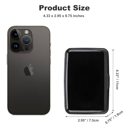 ELFISH Mini RFID Aluminum Wallet Credit Cards Holder Business Card Case Metal ID Case for Men Women (Black) - color: Black