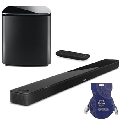 Bose Smart Ultra Dolby Atmos Soundbar Speaker, Black, Bundle with Bass Module 700, Sound Bar for Home Audio TV Wireless, Bluetooth, WiFi, Alexa, Google, Voice Control + H&A - color: Black, size: 15.50