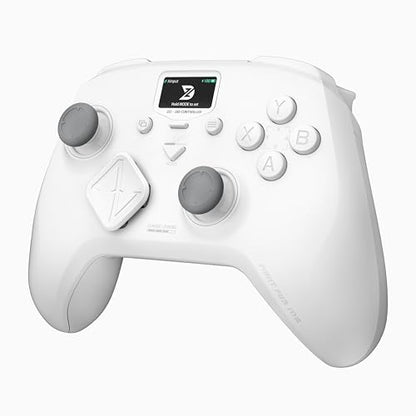 ZD Classic Legend Wireless Gaming Controller – 2.4GHz/BT/Wired, 512-Level Hall Joystick & Triggers, 1000Hz Polling Rate, 4.7inch LCD Display & 2 Back Buttons for Switch/Switch2, PC, Android & iOS (White) - color: White