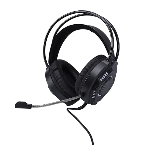 Wired Gaming Headset, 7.1 Surround Sound RGB Over Ear Headphones with Noise Cancelling Mic, 50mm Driver, Memory Foam Earpads for PC, Switch (Black) - color: Black
