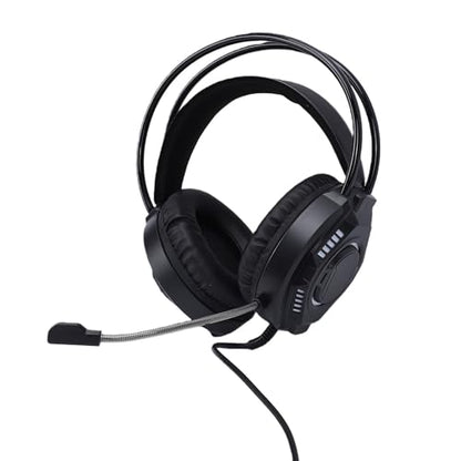 Wired Gaming Headset, 7.1 Surround Sound RGB Over Ear Headphones with Noise Cancelling Mic, 50mm Driver, Memory Foam Earpads for PC, Switch (Black) - color: Black