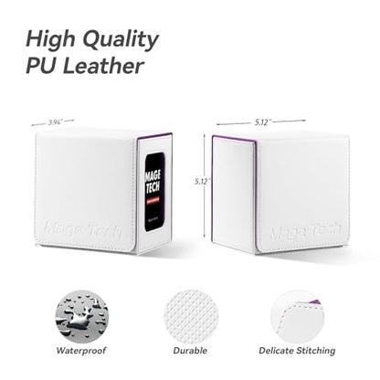 Card Deck Box for MTG Commander - Patented Design, Commander Display, Fits 100 Double-Sleeved Cards, 35pt Card Brick & Dice Tray - White/Purple - color: 3. Singularity (White/Purple)
