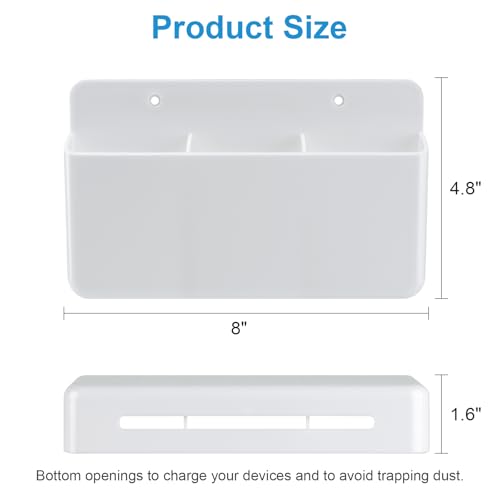 3 Slot Adjustable Remote Holder Wall Mount, TV Controller Holder Hollow Bottom Slot Easy Phone Charging, Adhesive Remote Control Holder, Wall Pen Holder for Office School Home (White) - color: White