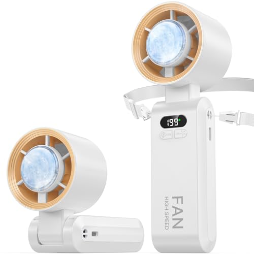 Handheld Portable Turbo Fan with Ice Cooler, Speed (1-199) 5500mAh Rechargeable Personal Fan,[20H Cooling Time] Mini Yet Powerful [20000 RPM] Small Pocket Fans for Travel/Outdoor/Home/Office, White - color: White