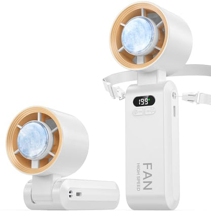 Handheld Portable Turbo Fan with Ice Cooler, Speed (1-199) 5500mAh Rechargeable Personal Fan,[20H Cooling Time] Mini Yet Powerful [20000 RPM] Small Pocket Fans for Travel/Outdoor/Home/Office, White - color: White
