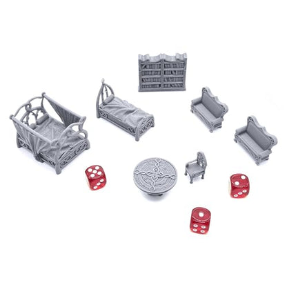 Elegant Furniture by Printable Scenery, 3D Printed Tabletop RPG Scenery and Wargame Terrain 28mm Miniatures