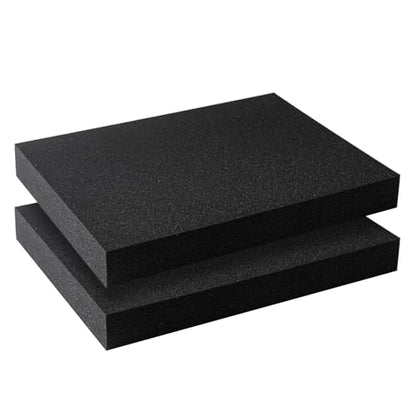 Black foam 2 pieces, 16 x 12 x 2 inches, Polyurethane Foam sheet, high-density foam padding, customizable foam insert for packaging foam, toolboxes, storage, crafts. (Black, 16x12x2inch) - size: 16x12x2inch