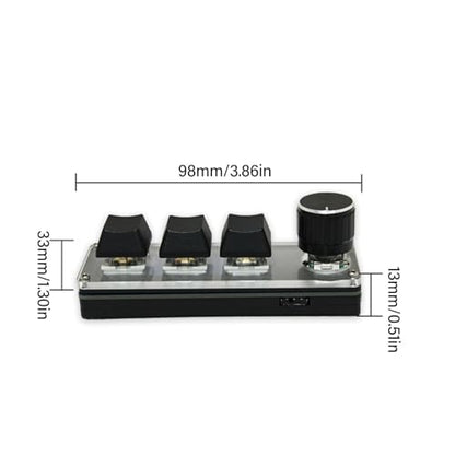 VINGVO Macro Keyboard, Programmable Mini Keyboard 3 Key USB 2.4G Programmable Keypad Customisable Knob with Mode Connection for Office Work, Gaming, Media