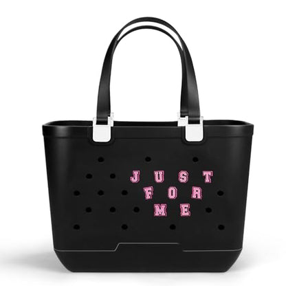 X-Large Rubber Beach Tote Bag, 18.9 "L x 9.4 "W x 13.8 "H Waterproof EVA Beach Totes with Zipper Pocket - color: Black