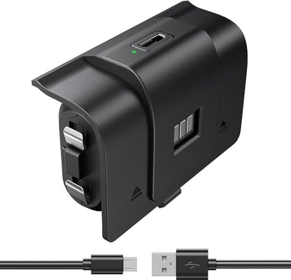 Rechargeable Xbox Battery Pack Compatible with Xbox Series X|S, Xbox One/One S/One X/Elite Controllers, 1400mAh Xbox Controller Battery Pack Rechargeable with 2 Covers+USB Cable, Play While Charging - color: Black