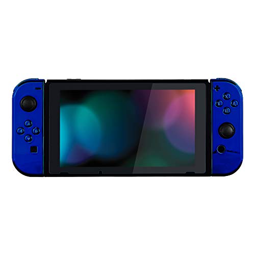 eXtremeRate DIY Replacement Shell Buttons for Nintendo Switch & Switch OLED, Chrome Blue Custom Housing Case with Full Set Button for Joycon Handheld Controller - Console Shell NOT Included - color: Chrome Blue