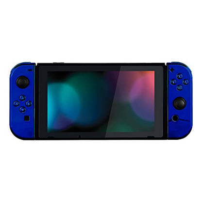 eXtremeRate DIY Replacement Shell Buttons for Nintendo Switch & Switch OLED, Chrome Blue Custom Housing Case with Full Set Button for Joycon Handheld Controller - Console Shell NOT Included - color: Chrome Blue